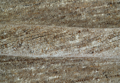 Modern Solid Design Natural Brown Hand Knotted Wool Rug