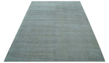 Modern Solid Design Silver Hand Knotted 9x12 Wool Area Rug