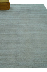 Modern Solid Design Silver Hand Knotted 9x12 Wool Area Rug