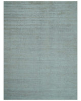 Modern Solid Design Silver Hand Knotted 9x12 Wool Area Rug
