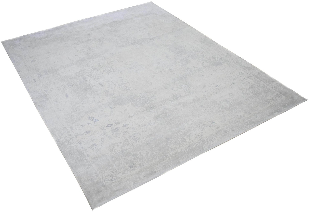 Modern Solid Design Silver Hand Loom Viscose 5x8 Area Rug