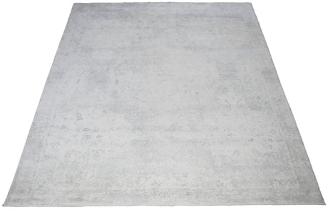 Modern Solid Design Silver Hand Loom Viscose 5x8 Area Rug