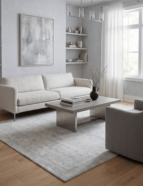 Modern Solid Design Silver Hand Loom Viscose 5x8 Area Rug