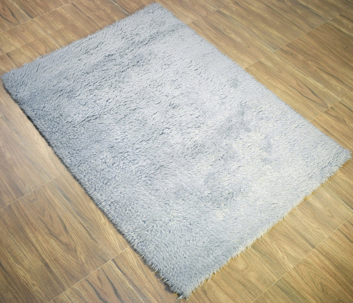 Modern Solid Design Silver Handmade Wool Area Rug