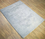 Modern Solid Design Silver Handmade Wool Area Rug