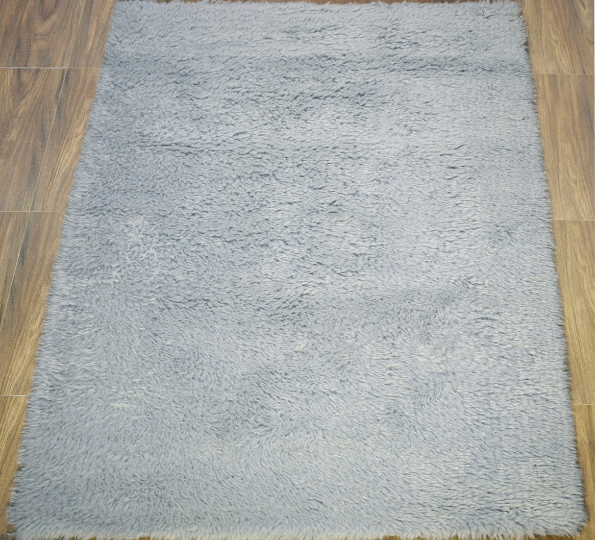 Modern Solid Design Silver Handmade Wool Area Rug