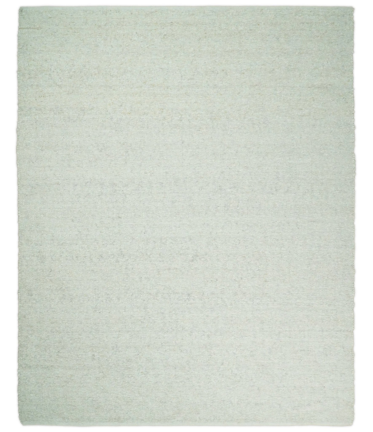 Modern Solid Design White Handwoven Wool Area Rug