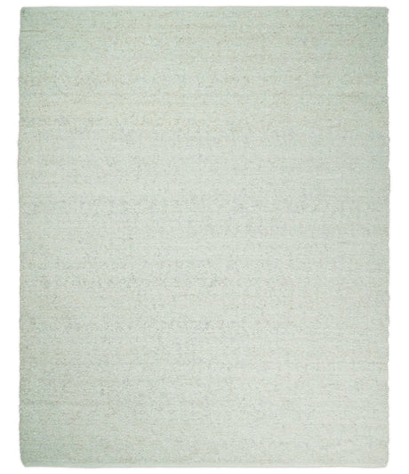 Modern Solid Design White Handwoven Wool Area Rug