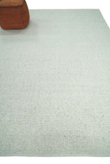Modern Solid Design White Handwoven Wool Area Rug