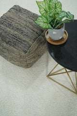 Modern Solid Design White Handwoven Wool Area Rug