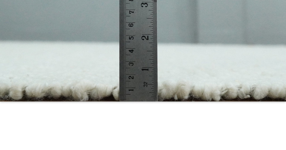 Modern Solid Design White Handwoven Wool Area Rug