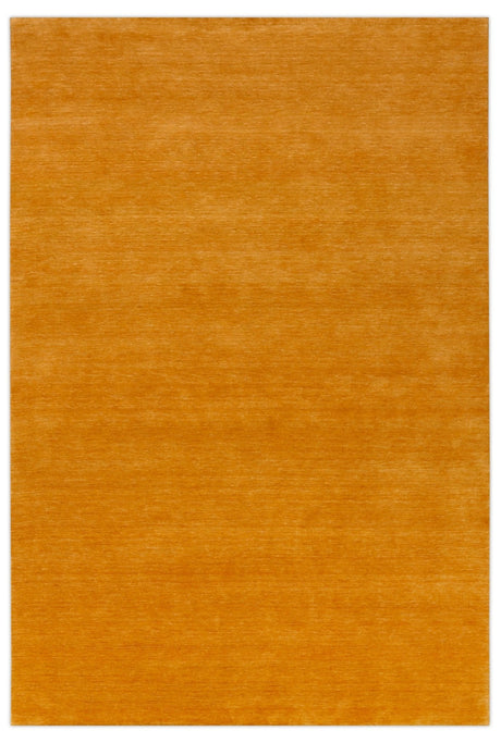Modern Solid Gold Hand Loomed Wool Area Rug
