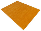 Modern Solid Gold Hand Loomed Wool Area Rug