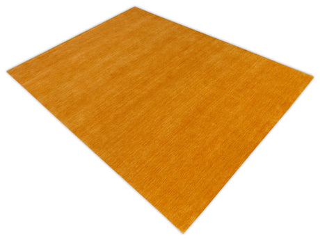 Modern Solid Gold Hand Loomed Wool Area Rug