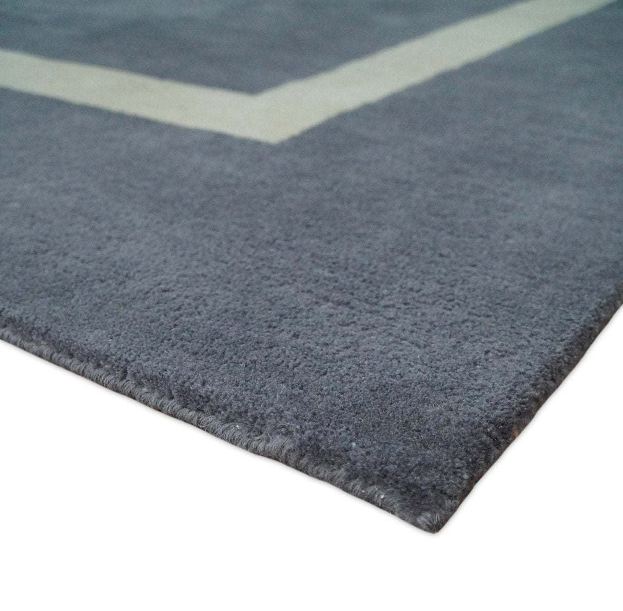 Modern Solid Gray and Beige Hand Tufted Wool Area Rug