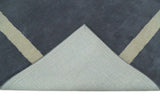 Modern Solid Gray and Beige Hand Tufted Wool Area Rug