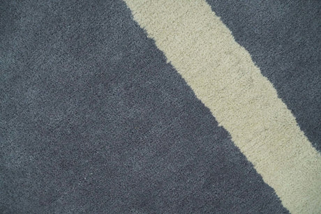 Modern Solid Gray and Beige Hand Tufted Wool Area Rug