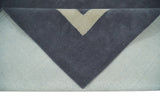 Modern Solid Gray and Beige Hand Tufted Wool Area Rug