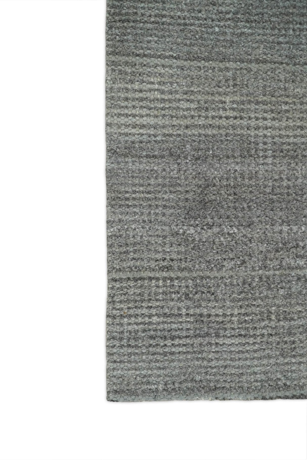 Modern Solid Gray Hand Woven 5x8 Wool and Viscose Rug