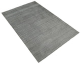 Modern Solid Gray Hand Woven 5x8 Wool and Viscose Rug