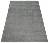 Modern Solid Gray Hand Woven 5x8 Wool and Viscose Rug