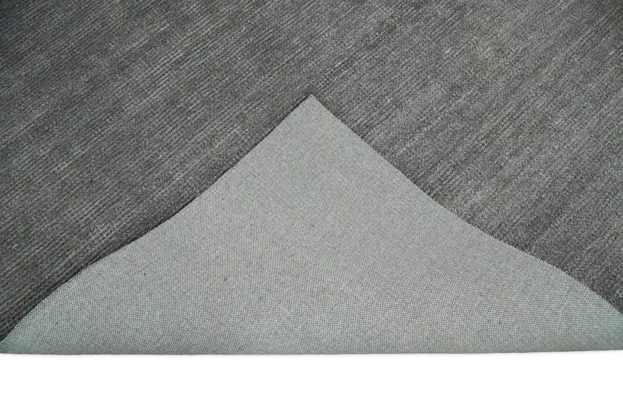 Modern Solid Gray Hand Woven 5x8 Wool and Viscose Rug