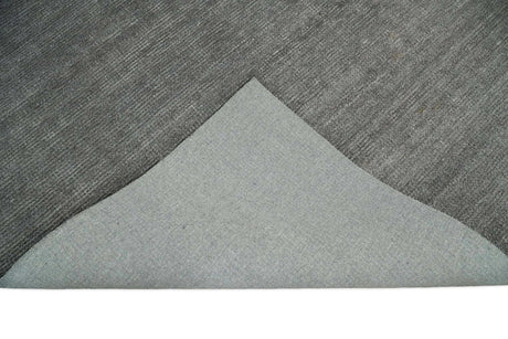 Modern Solid Gray Hand Woven 5x8 Wool and Viscose Rug