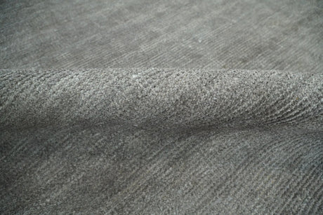 Modern Solid Gray Hand Woven 5x8 Wool and Viscose Rug