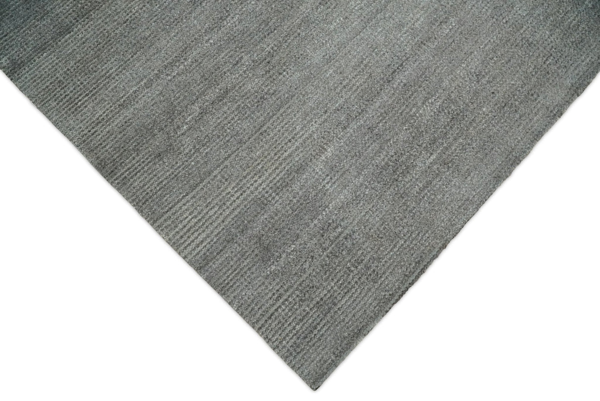 Modern Solid Gray Hand Woven 5x8 Wool and Viscose Rug