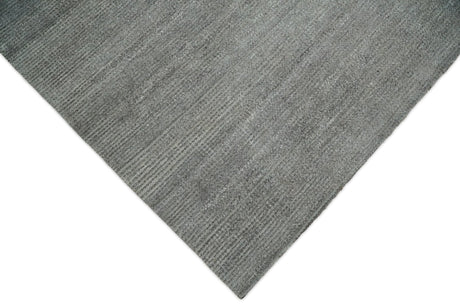 Modern Solid Gray Hand Woven 5x8 Wool and Viscose Rug