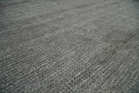 Modern Solid Gray Hand Woven 5x8 Wool and Viscose Rug