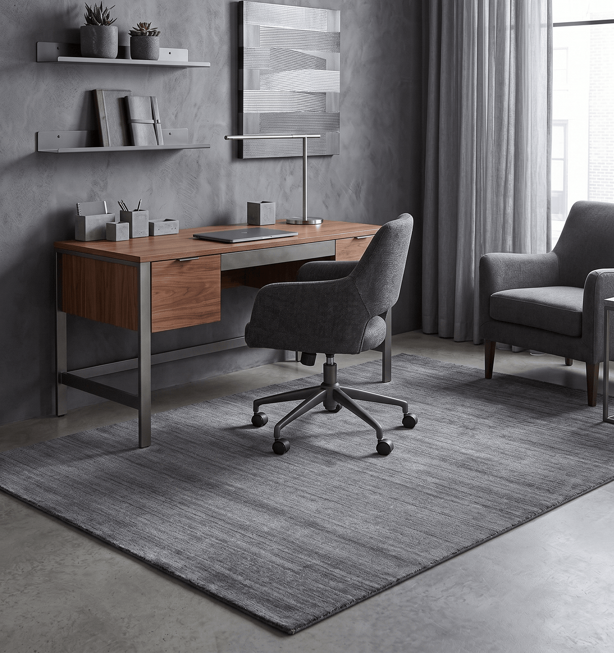 Modern Solid Gray Shaded 5x7 Blended Wool Hand Woven Area Rug
