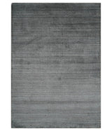 Modern Solid Gray Shaded 5x7 Blended Wool Hand Woven Area Rug