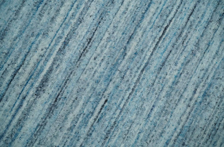 Modern Solid Handloom Aqua and Silver 8x10 Contemporary Wool Area Rug