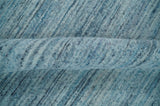 Modern Solid Handloom Aqua and Silver 8x10 Contemporary Wool Area Rug