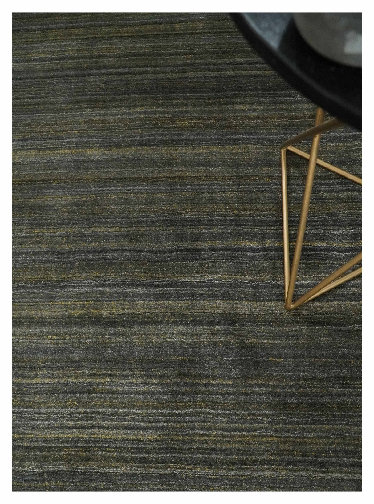 Modern Solid Olive and Gray 5x7 Blended bamboo Silk Hand Woven Area Rug