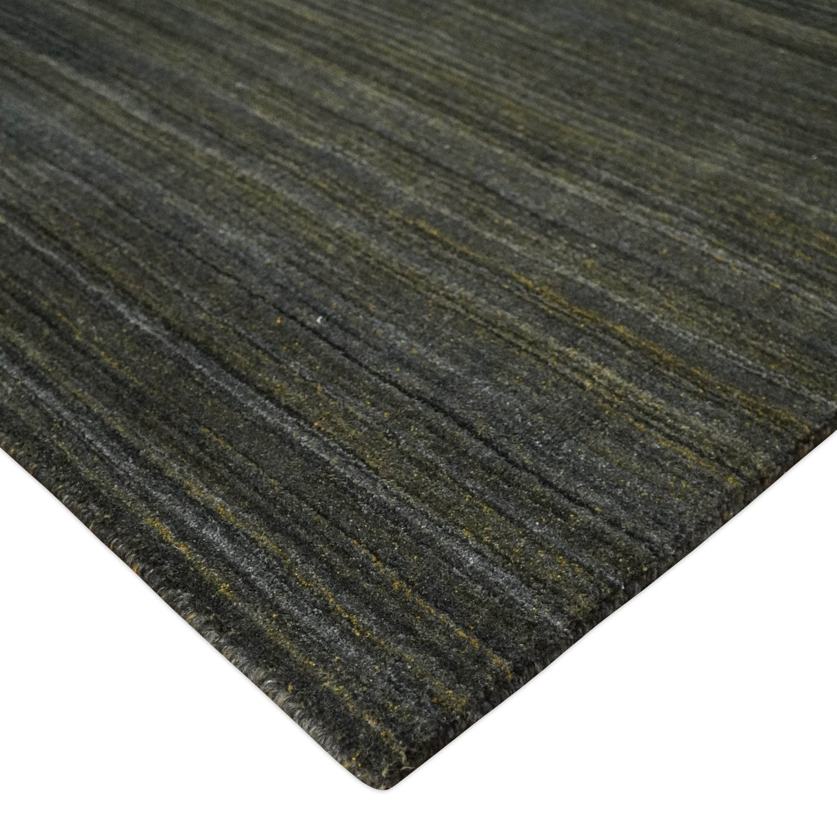 Modern Solid Olive and Gray 5x7 Blended bamboo Silk Hand Woven Area Rug