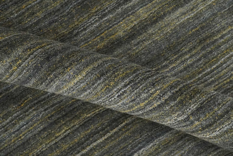 Modern Solid Olive and Gray 5x7 Blended bamboo Silk Hand Woven Area Rug