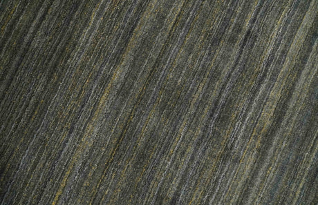 Modern Solid Olive and Gray 5x7 Blended bamboo Silk Hand Woven Area Rug