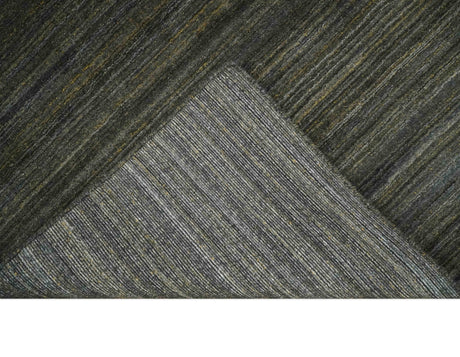 Modern Solid Olive and Gray 5x7 Blended bamboo Silk Hand Woven Area Rug