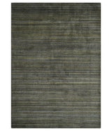 Modern Solid Olive and Gray 5x7 Blended bamboo Silk Hand Woven Area Rug