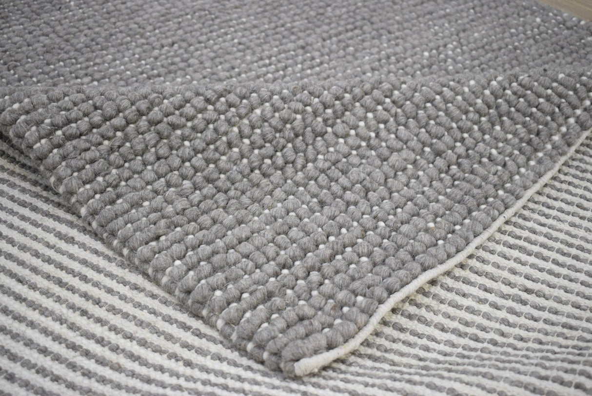 Modern Solid Pattern Gray Hand Woven Wool Area Rug