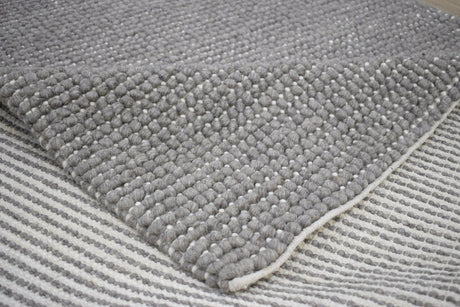 Modern Solid Pattern Gray Hand Woven Wool Area Rug