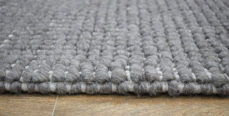 Modern Solid Pattern Gray Hand Woven Wool Area Rug