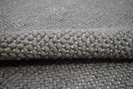Modern Solid Pattern Gray Hand Woven Wool Area Rug