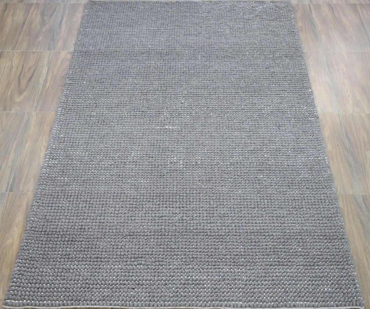 Modern Solid Pattern Gray Hand Woven Wool Area Rug