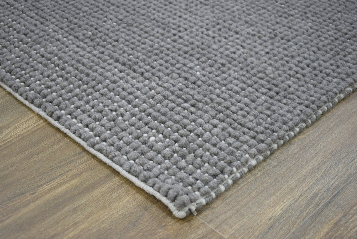 Modern Solid Pattern Gray Hand Woven Wool Area Rug