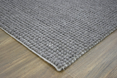 Modern Solid Pattern Gray Hand Woven Wool Area Rug