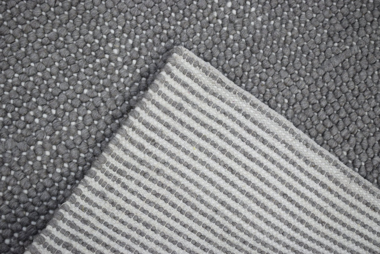 Modern Solid Pattern Gray Hand Woven Wool Area Rug