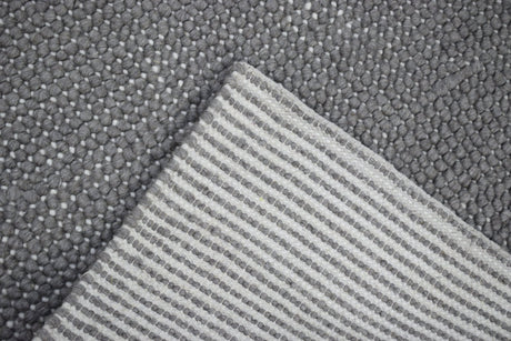 Modern Solid Pattern Gray Hand Woven Wool Area Rug